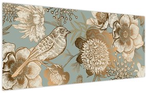 Tablou - Grădină cu o pasăre (120x50 cm)