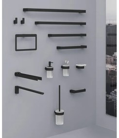 Gedy PIRENEI - Suport de săpun montat pe perete, sticlă opală / negru mat