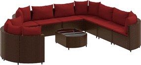 vidaXL Set canapele de grădină cu perne, 10 piese, maro, poliratan