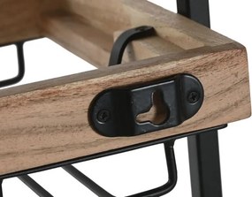 Suport pentru sticle din lemn de acacia și metal, 35x25x75 cm, finisaj natural/negru
