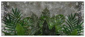 Tablou - Zid de beton cu plante (120x50 cm)