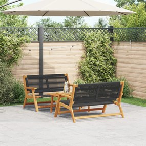 vidaXL Scaune grădină cu masă - Set de 3 în lemn solid de acacia negru