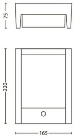 Aplică cu LED Philips 16461/93/P3 pentru exteriorcu senzor Arbour 22 cm, antracit