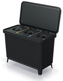 Coș de gunoi, 3 x 10 l, negru