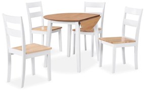 Set mobilier de bucatarie, 5 piese, MDF si lemn de hevea, alb 5