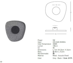 Aplica LED design modern decorativ ACOUSTIC negru/gri
