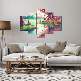 Tablou - Acuarelă, Golf într-un sat de munte (150x105 cm)
