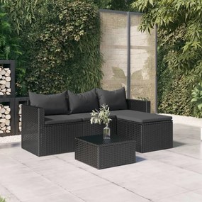 362330 vidaXL Set mobilier de grădină, negru, poliratan