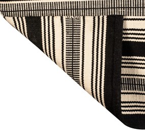 Covor reversibil pentru exterior din plastic reciclat Green Decore Zambezi, 80 x 180 cm, alb-negru