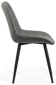 Scaun living gri BUC 206P din piele ecologică și cadru metalic vopsit