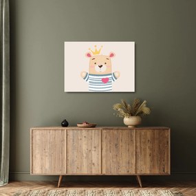 Tablou pe sticlă - Teddy ursuleț cu coroană (70x50 cm)