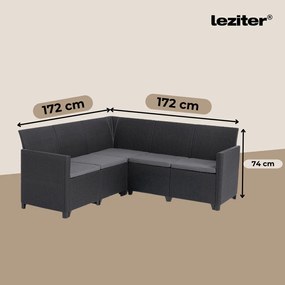 Set de colț de grădină Claire cu 5 locuri și masă cu perne, grafit