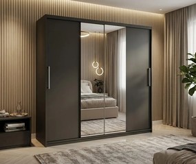 Dulap dressing Londra 2 usi cu oglinda, 200 cm, Gri