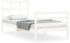 3194797 vidaXL Cadru de pat cu tăblie single, alb, lemn masiv