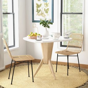 HOMCOM Set 2 Scaune pentru Bucătărie și Living Stil Boho, Scaune Moderne din PE Ratan și Oțel, 45x57x83 cm, Galben | Aosom Romania