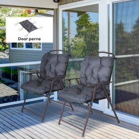 Outsunny Set de Două Perne pentru Scaune de Exterior - Gri | Aosom Romania