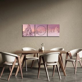 Tablou - Copaci sub așternut de zăpadă (cu ceas) (90x30 cm)
