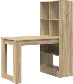 vidaXL Birou cu raft Stejar Sonoma 122 x 67 x 145 cm Lemn compozit