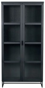 Vitrină neagră din lemn masiv de stejar 95x195 cm Everett - Rowico