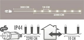 Sir de lumini 240 LED exterior/interior 23,9 m, alb