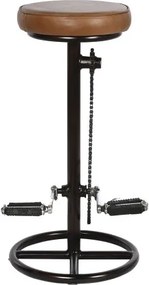 Scaun inalt de bar din piele naturala si metal, stil industrial ,"Rotor"
