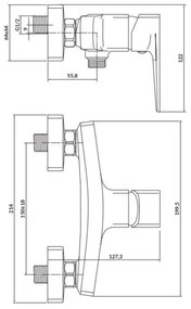 Baterie de duș Cersanit S951-383 LARGA crom lucios