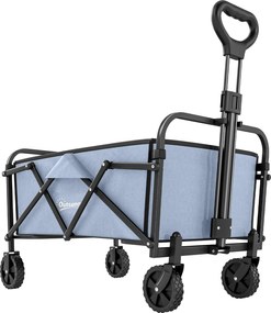 Outsunny Cărucior de Grădină Remorcă de Transport Pliabil pentru Toate Terenurile 66L Sarcină 68kg Mâner Reglabil 81 x 45 x 89 cm Gri | Aosom Romania