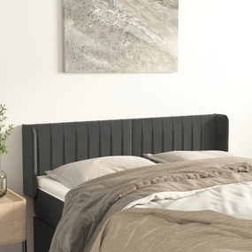 vidaXL Tăblie de pat cu aripioare gri închis 147x16x78/88 cm catifea