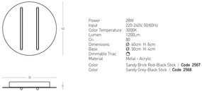 Plafoniera LED 24W 3000K BLACK STICK-BRICK RED ZB-2567