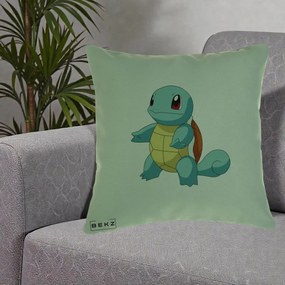 Perna Personalizata Squirtle Pokemon, 40x40 cm, Verde, Husa Detasabila, Perna Inclusa, BEKZ®