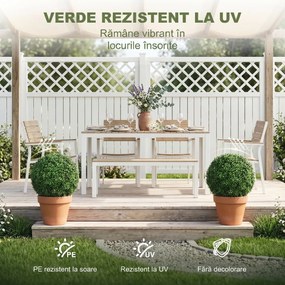 HOMCOM Plante Decorative Artificiale din Buxus cu 682 de Frunze, Rezistente la UV, Înălțime 42 cm | Aosom Romania