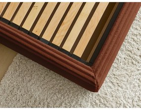 Pat matrimonial cărămiziu tapițat cu spațiu de depozitare cu somieră 180x200 cm Jade – Bobochic Paris