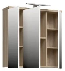 Dulap suspendat pentru baie VENOM cu oglindă, alb/stejar Sonoma