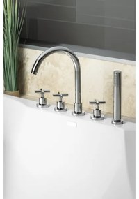 Sapho - Baterie de cadă AXIA, montaj în 5 orificii, crom lucios