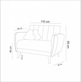 Canapea 2 Locuri, Lemn Solid, Aqua Loveseat, Verde Marin
