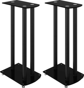 vidaXL Suporturi difuzoare 2 buc, negru, sticlă securizată, 3 stâlpi