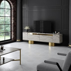 Comoda TV, Hanah Home, Bohem, 180x50x30 cm, Travertin / Auriu