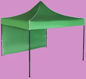 Pavilion de grădină  3x3m – din oțel, Verde, 1 perete lateral