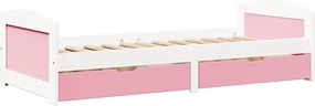 vidaXL Pat de zi cu 2 sertare fără saltea „IRUN” alb și roz 90x200 cm