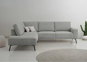 Colțar gri deschis cu tapițerie din chenille (cu colț pe partea stângă/în formă de ”L”) Amsterdam – Scandic