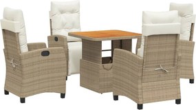 vidaXL Set mobilier de grădină cu perne, 5 piese, bej, poliratan