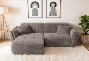 Colțar taupe cu tapițerie din chenille (cu colț pe partea stângă/cu șezlong) Nelia – Ropez