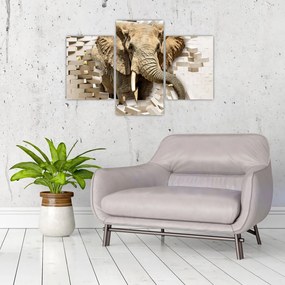 Tablou - Elefant spârgând peretele (90x60 cm)