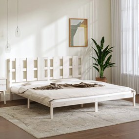 3105621 vidaXL Cadru de pat, alb, 200x200 cm, lemn masiv de pin