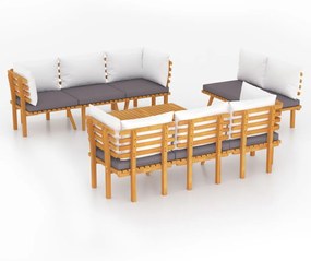 3087013 vidaXL Set mobilier de grădină cu perne, 8 piese, lemn masiv de acacia