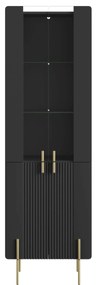 Vitrină Malmi 60 cm - negru mat / picioare aurii