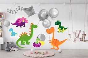Autocolant colorat vesel de perete cu dinozauri 120 x 240 cm