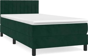 vidaXL Pat box spring cu saltea, verde închis, 90x190 cm, catifea