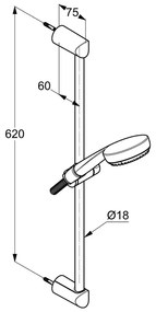 Set dus cu bara 60 cm crom Kludi, Logo 3S