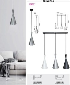 Lustra suspendata design modern Trincola alb, argintiu, negru